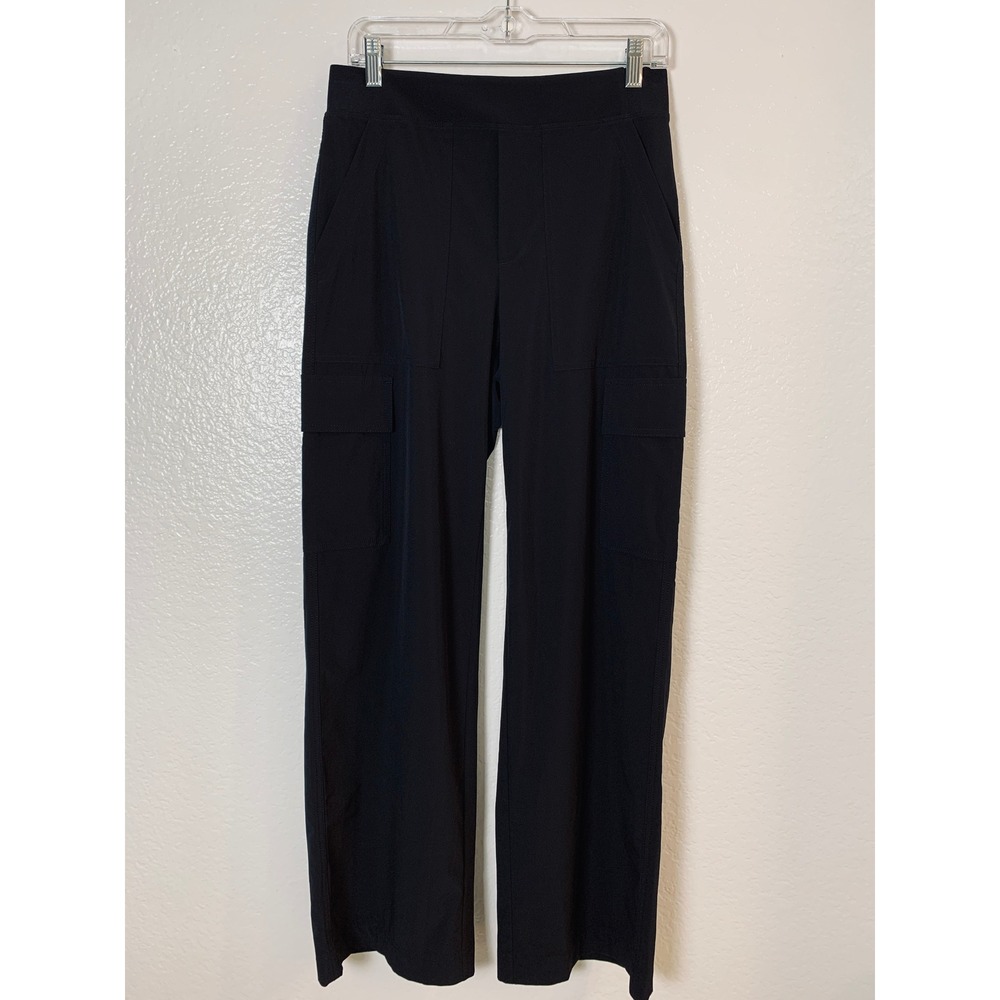 Athleta Cargo Pants Women 6 TALL Black Wide Leg Utility Gorpcore Outdoor